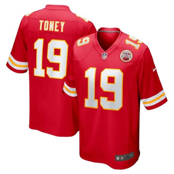 Men's Kansas City Chiefs #19 Kadarius Toney Red Stitched Game Jersey Men's Kansas City Chiefs #19 Kadarius Toney Red Stitched Game Jersey